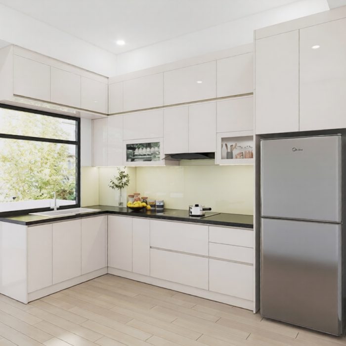 Mẫu tủ bếp Inox cánh Acrylic hệ modul rời CNC IN42