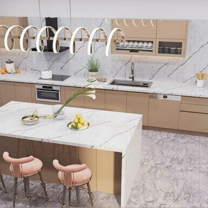 Mẫu tủ bếp Inox cánh Acrylic hệ modul rời CNC IN43